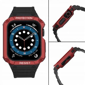 Pasek z etui ochronnym Protect Strap Band do Apple Watch 38 / 40 / 41 mm opaska obudowa pancerna - czarny, czerwony 4