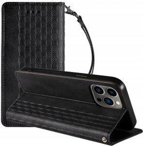 Magnet Strap Case etui iPhone 14 Plus pokrowiec z klapką portfel mini smycz podstawka czarne 1