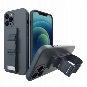 Rope case żelowe etui ze smyczą łańcuszkiem torebka smycz Samsung Galaxy S21 5G granatowy 1