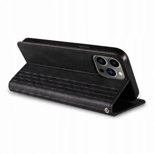Magnet Strap Case etui do iPhone 13 Pro Max pokrowiec portfel + mini smycz zawieszka czarny 12