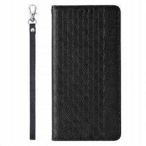 Magnet Strap Case etui do iPhone 13 Pro Max pokrowiec portfel + mini smycz zawieszka czarny 5