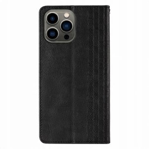 Magnet Strap Case etui do iPhone 13 Pro Max pokrowiec portfel + mini smycz zawieszka czarny 9