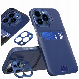 Leather Stand Case etui Samsung Galaxy S23+ pokrowiec portfel na kartę z podstawką niebieskie 1