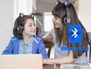 Słuchawki bezprzewodowe bluetooth radio fm mp3 kocie uszy podświetlenie led 6