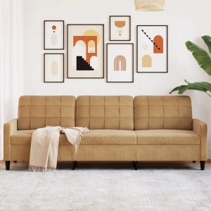 VidaXL Sofa 3-osobowa, brązowa, 210 cm, tapicerowana aksamitem 2