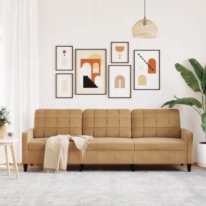 VidaXL Sofa 3-osobowa, brązowa, 210 cm, tapicerowana aksamitem 3