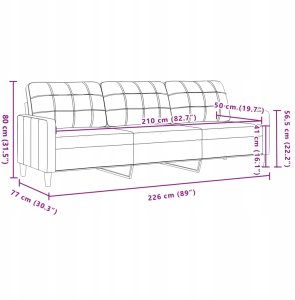 VidaXL Sofa 3-osobowa, brązowa, 210 cm, tapicerowana aksamitem 8