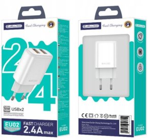 JELLICO ładowarka sieciowa EU02 2.4A 12W 2xUSB Biały 2