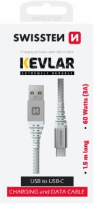 Kabel USB Swissten Data Cable Kevlar USB / USB-C 1.5 M White 2
