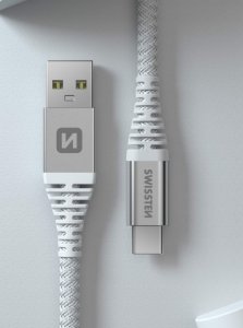 Kabel USB Swissten Data Cable Kevlar USB / USB-C 1.5 M White 3