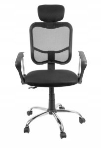 Krzesło biurowe z regulowanym zagłówkiem, czarne 3