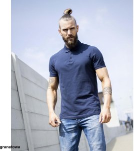 ARDONZIDYN - Męska koszulka polo z wstępnie pranej bawełny odporniejszej na blaknięcie kolorów materiał z silikonowym - niebieski 4XL 5