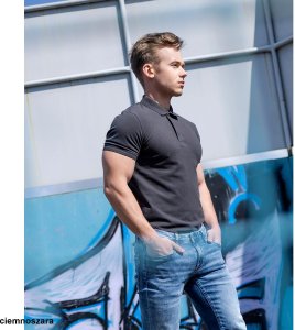 ARDONZIDYN - Męska koszulka polo z wstępnie pranej bawełny odporniejszej na blaknięcie kolorów materiał z silikonowym - niebieski 5XL 8