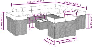 vidaXL 14-cz. zestaw mebli ogrodowych z poduszkami, brązowy polirattan 3