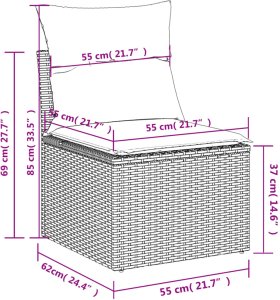 vidaXL 14-cz. zestaw mebli ogrodowych z poduszkami, brązowy polirattan 9