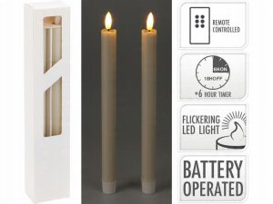 Woskowane świece stołowe z LED, 25 cm 4
