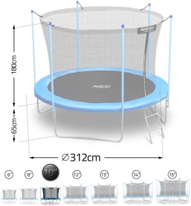 NeoSport Trampolina ogrodowa 10ft/312cm z siatką wewnętrzną i drabinką 7