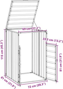 Obudowa na kosz na śmieci, pojedyncza, szara, 72x81x115 cm 12