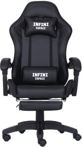 Fotel Gamingowy z podnóżkiem INFINI ESPACE Czarny 1