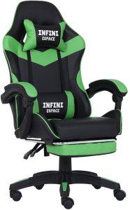 Fotel Gamingowy z podnóżkiem INFINI ESPACE Green 1