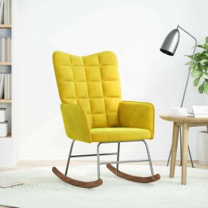 vidaXL Fotel bujany, żółty, tapicerowany aksamitem 2