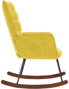 vidaXL Fotel bujany, żółty, tapicerowany aksamitem 4