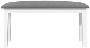 Ławka 90 cm Biała lite drewno guma 4