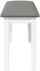 Ławka 90 cm Biała lite drewno guma 5