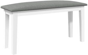 Ławka 90 cm Biała lite drewno guma 6