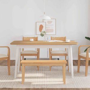 Ławka 90 cm Drewno lite Guma 3