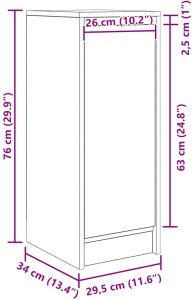 Komoda Szara Sonoma 29,5x34x76 cm Drewno klejone 13