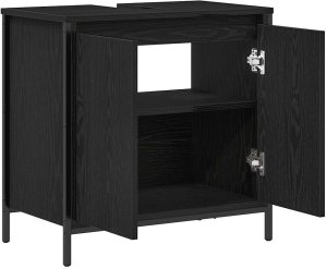 vidaXL Szafka pod umywalkę łazienkową, czarna, 60x34,5x60 cm 5