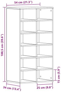 vidaXL Szafka na buty, czarny dąb, 54x34x100,5 cm 10