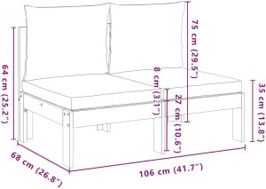 Sofa ogrodowa bez podłokietników, z poduszkami, 2-osobowa 8
