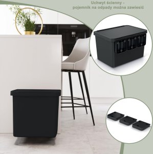 3x Kosz do sortowania na śmieci Pojemnik do segregacji odpadów 5