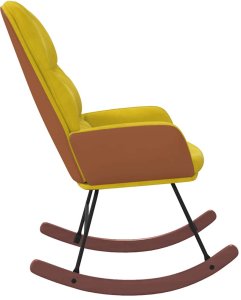vidaXL Fotel bujany, żółty, tapicerowany aksamitem 4