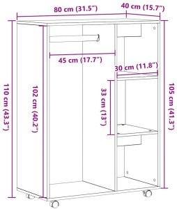 Szafa, czarny dąb, 80x40x110 cm, materiał drewnopochodny 10