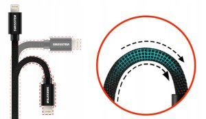 Kabel USB Swissten USB-C - Lightning 2 m Srebrny (8595217476394) 3