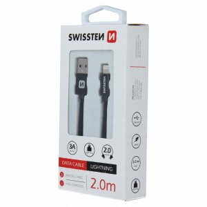 Kabel USB Swissten USB-A - Lightning 2 m Czarny (8595217455696) 2