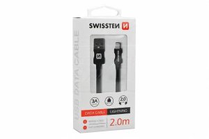 Kabel USB Swissten USB-A - Lightning 2 m Czarny (8595217455696) 4