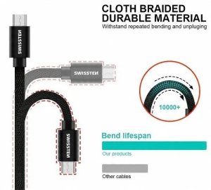 Kabel USB Swissten USB-A - Lightning 2 m Czarny (8595217455696) 5