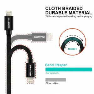 Kabel USB Swissten USB-A - Lightning 2 m Czarny (8595217455696) 8