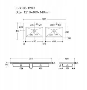 Umywalka meblowa dwukomorowa 120cm 2