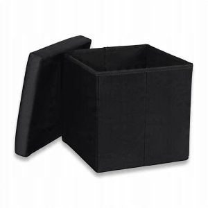 Pufa składana M - 30x30x30cm aksamit czarna 2
