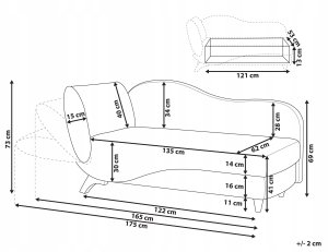 Szezlong welurowy z pojemnikiem lewostronny czarny MERI II 3