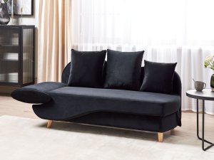 Szezlong welurowy z pojemnikiem lewostronny czarny MERI II 4