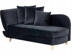 Szezlong welurowy z pojemnikiem lewostronny czarny MERI II 5