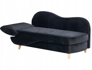 Szezlong welurowy z pojemnikiem lewostronny czarny MERI II 6