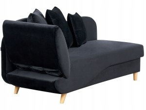 Szezlong welurowy z pojemnikiem lewostronny czarny MERI II 9