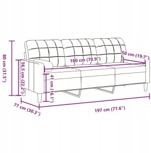 3-osobowa sofa z poduszkami, jasnoszara, 180 cm, aksamit Lumarko! 7